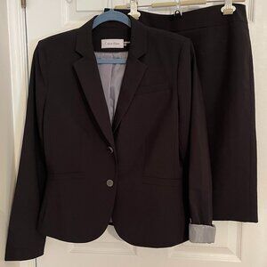 Classy Women’s Suit Calvin Klein Black Blazer Jacket with Skirt Size 10